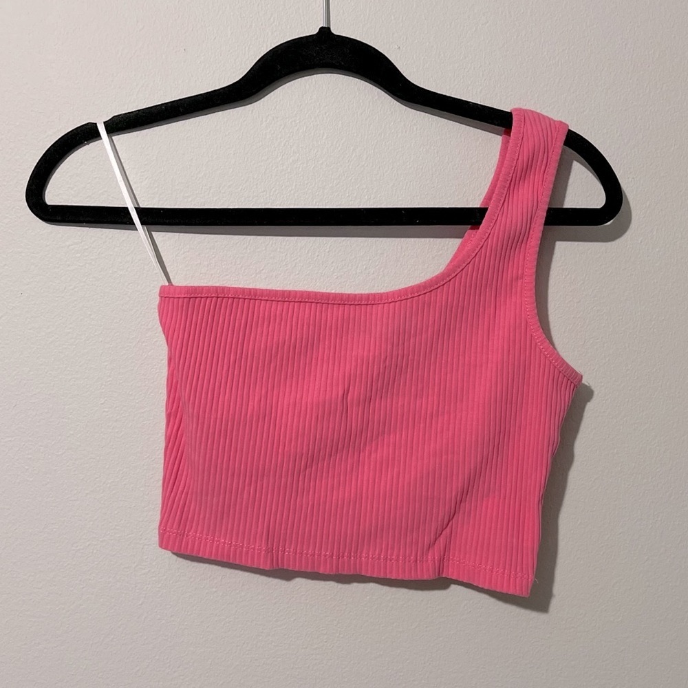 Pink One Shoulder Crop Top